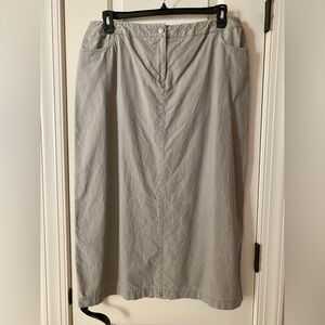 Eileen Fisher long khaki cotton chino skirt XL waist apx 18” length apx 33” EUC